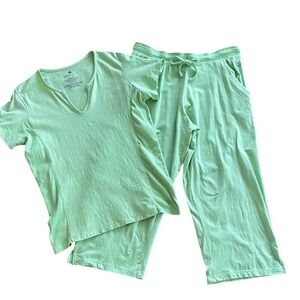 Green Source Lime Green Lounge Set V-Neck Top & Drawstring Pants XL